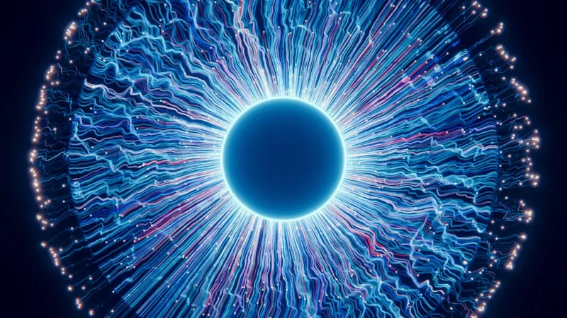 Close-up of a blue eyeball in the dark representing threat intelligence visibility
