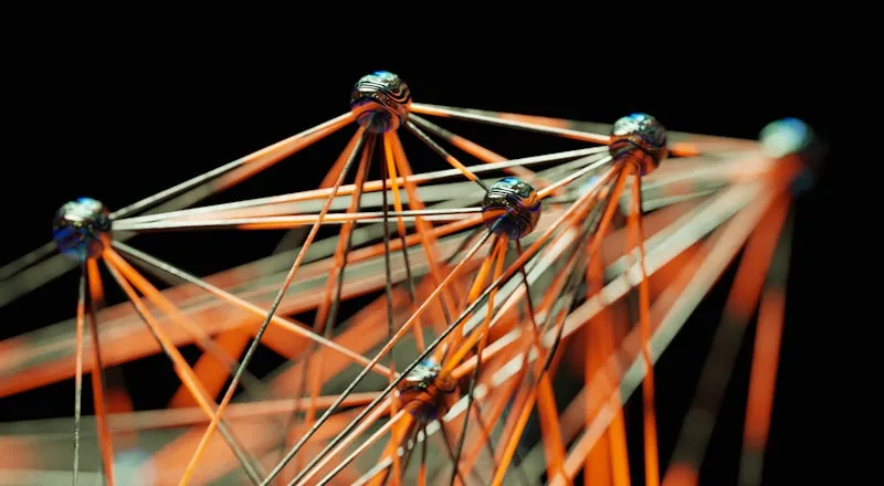 Abstract network of threads and nodes on pins